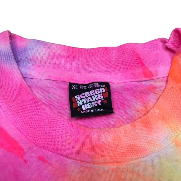 Vintage Screen Stars Tie Dye T-Shirt 90s Tagged Sz XL Fits Smaller Single Stitch - Picture 7 of 9